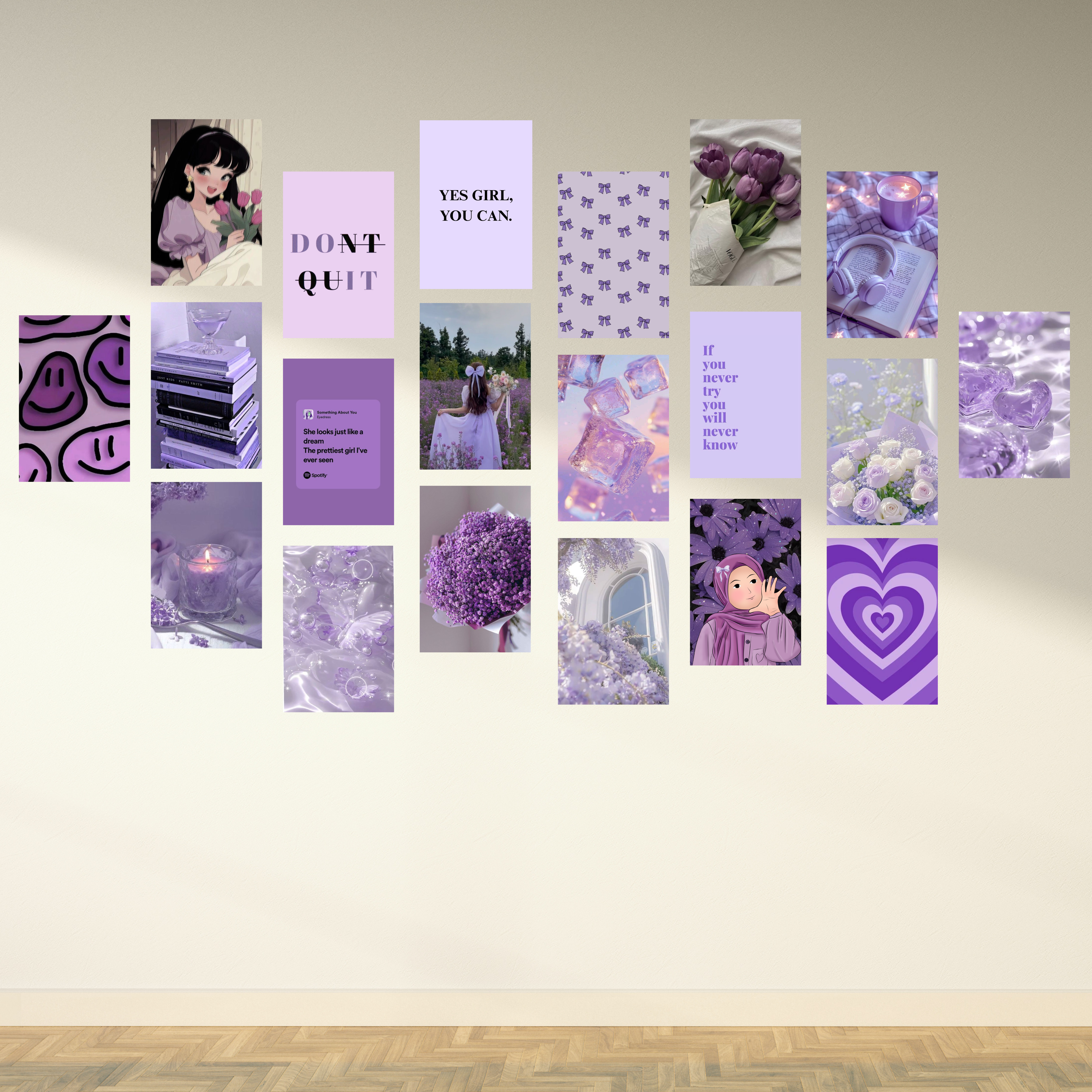Pack of 20 Purple Aesthetic Glossy Sticker Poster Wall Art | 4x6 Inch